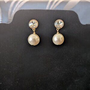 Pearl and Crystal Drop Earrings